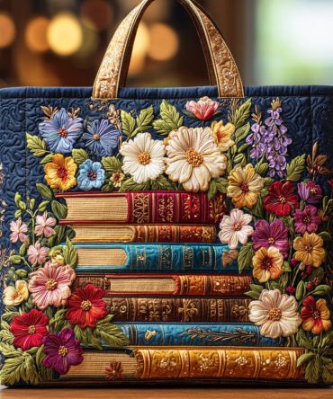 Blooming Pages Quilted Tote Bag