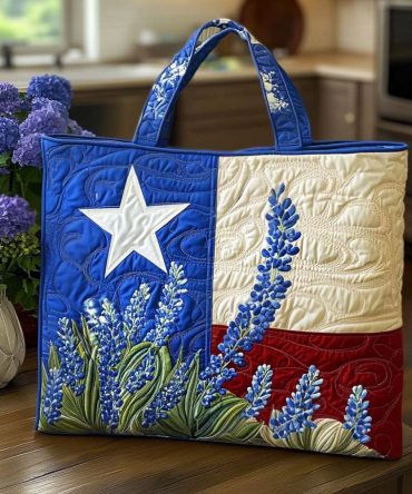 Bluebonnet Field Dance Quilted Tote Bag
