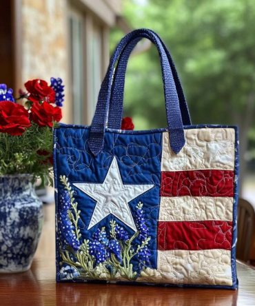 Bluebonnet Heartbeat Quilted Tote Bag