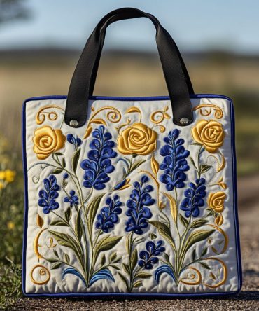 Bluebonnet Song Quilted Tote Bag
