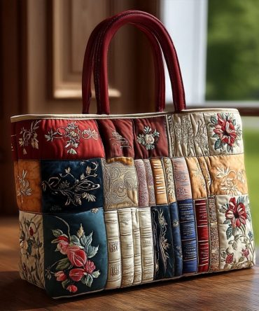 Bookish Charm Quilted Tote Bag