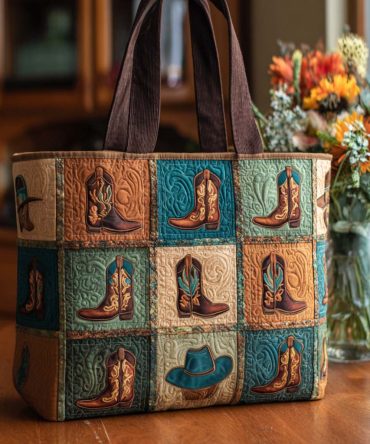 Boots And Hats Quilted Tote Bag