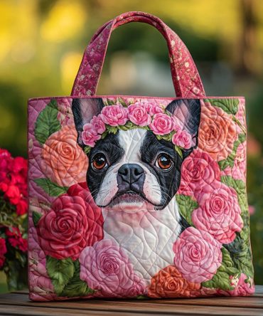 Boston Terrier Charm Quilted Tote Bag