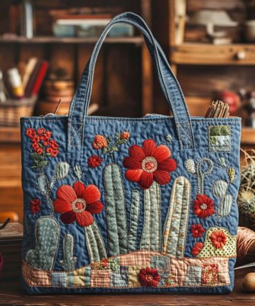 Botanical Spines Quilted Tote Bag