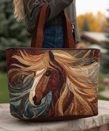 Brave Horse Quilted Tote Bag