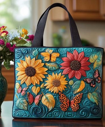 Bright Sunflower Days Quilted Tote Bag