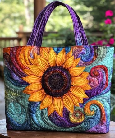 Bright Sunflower Quilted Tote Bag