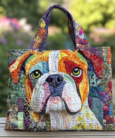 Bulldog Garden Quilted Tote Bag