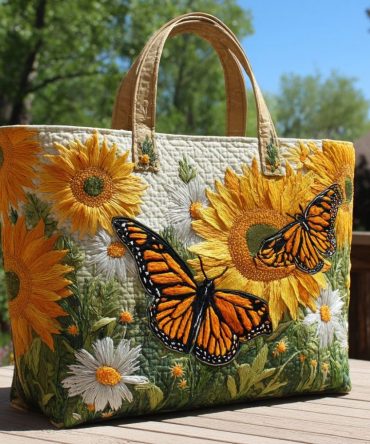 Butterfly Bloom Quilted Tote Bag