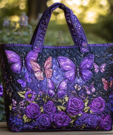 Butterfly Charm Quilted Tote Bag