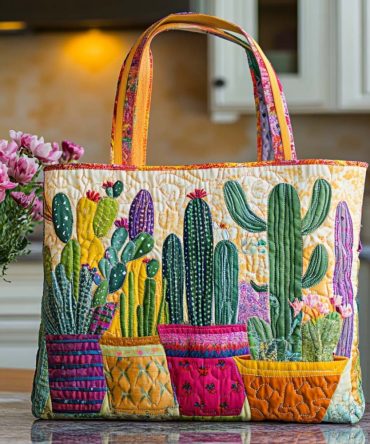 Cactus Love Touch Quilted Tote Bag