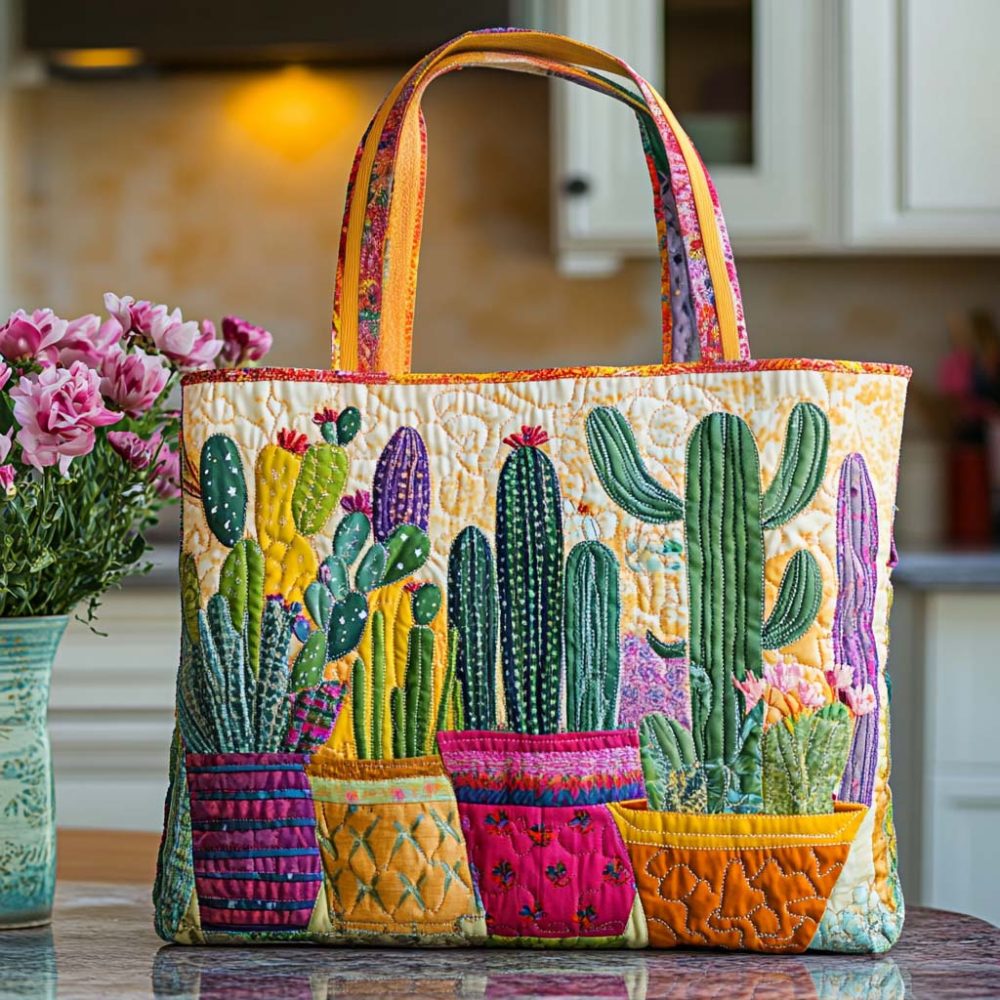 Cactus Love Touch Quilted Tote Bag