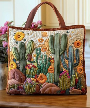 Cactus Summer Days Quilted Tote Bag