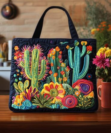 Cactus Sunset Hue Quilted Tote Bag