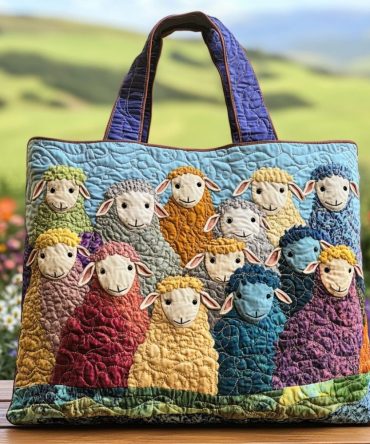 Calm Sheep Quilted Tote Bag