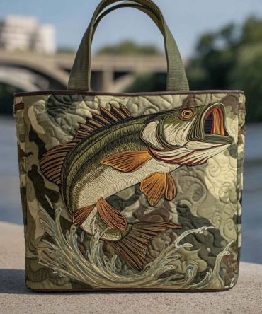 Camo Bass Quilted Tote Bag