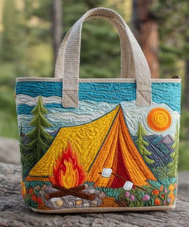 Campfire Moments Quilted Tote Bag