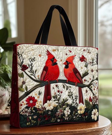 Cardinal Whispers Quilted Tote Bag