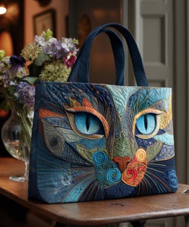 Cat Charm Quilted Tote Bag