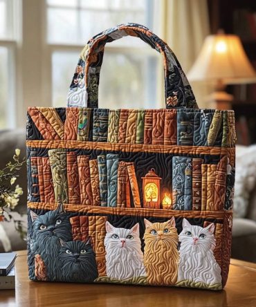 Cat Chronicles Quilted Tote Bag