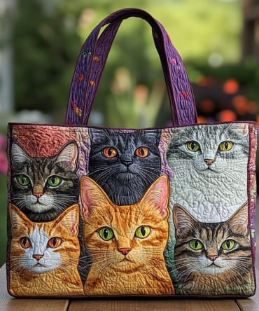 Cat Friends Quilted Tote Bag