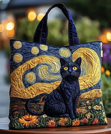 Cat Night Quilted Tote Bag