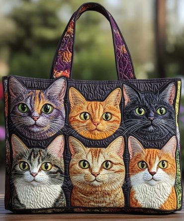 Cat Parade Quilted Tote Bag