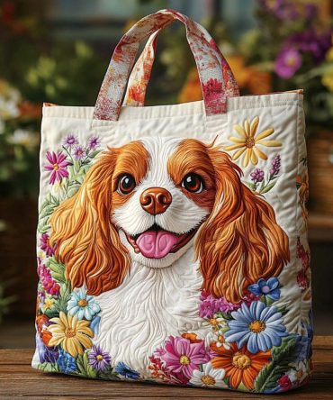 Cavalier Blossom Quilted Tote Bag