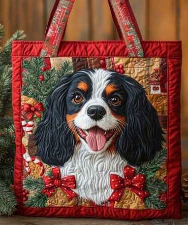 Cavalier Holiday Joy Quilted Tote Bag