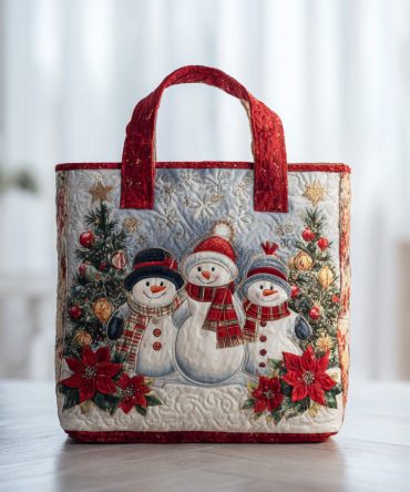 Celebration Snowman Quilted Tote Bag