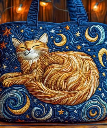 Celestial Cat Dreams Quilted Tote Bag
