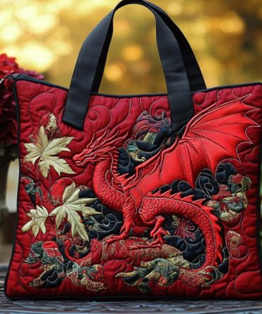 Celestial Dragon Flight Quilted Tote Bag