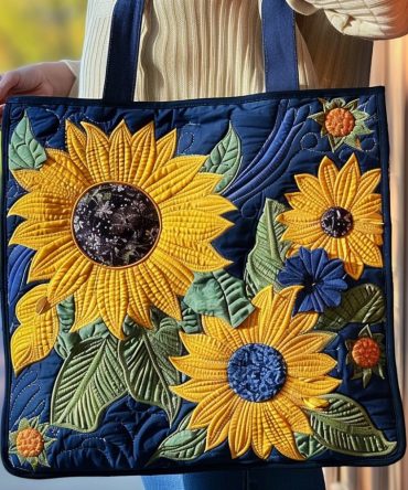 Charming Sunflowers Quilted Tote Bag