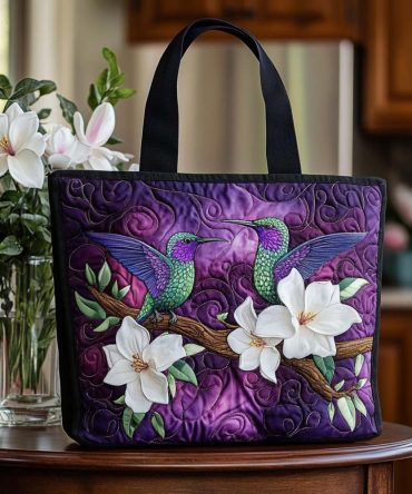 Charming Hummer Flight Quilted Tote Bag