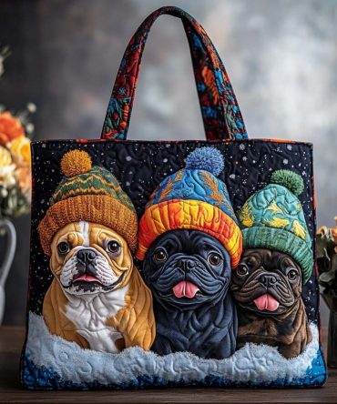 Cheerful Bullie Quilted Tote Bag