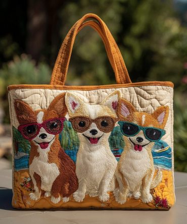 Chic Chihuahua Crew Quilted Tote Bag