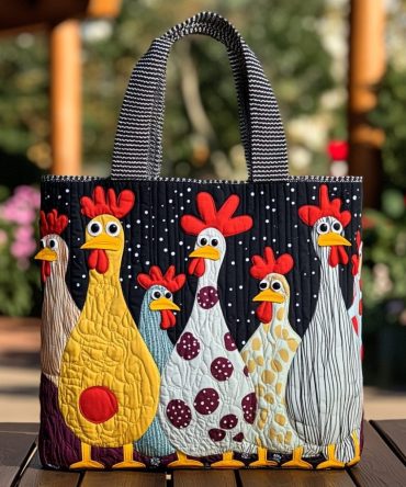 Chicken Friends Quilted Tote Bag