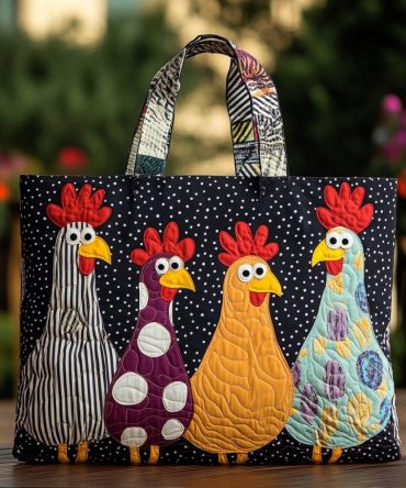 Chicken World Quilted Tote Bag