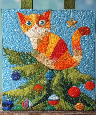 Christmas Tree Climber Quilted Tote Bag