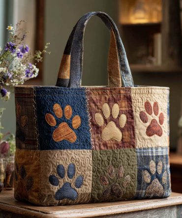 Classic Paw Prints Quilted Tote Bag