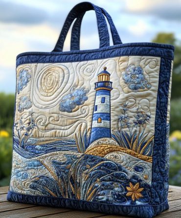 Coastal Beacon Quilted Tote Bag