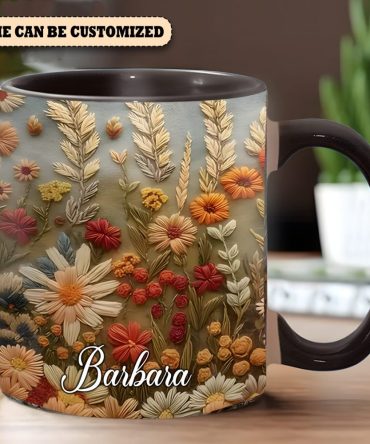 Beautiful Floral Mug - Personalized Flowers Accent Mug