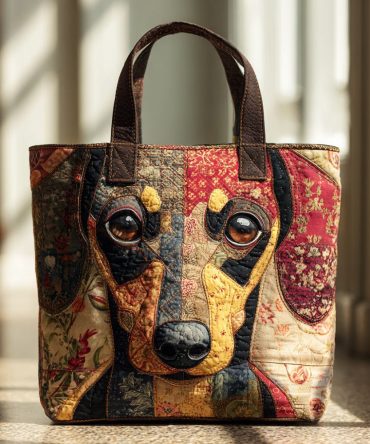 Colorful Dachshund Quilted Tote Bag
