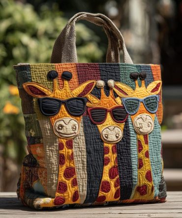 Cool Giraffe Quilted Tote Bag