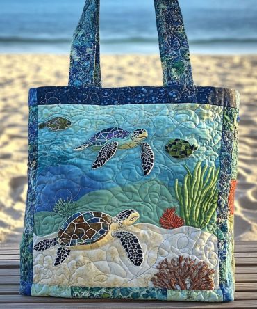 Coral Trails Quilted Tote Bag