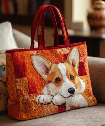 Corgi Country Ride Quilted Tote Bag