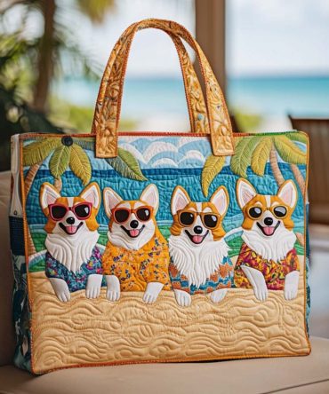 Corgi Love Day Quilted Tote Bag