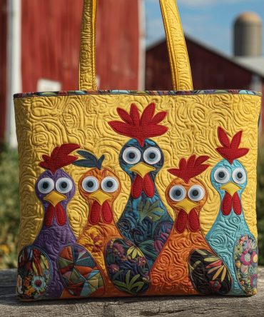 Country Cluckers Quilted Tote Bag