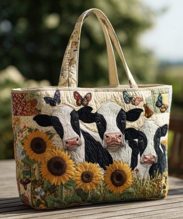 Country Cow Quilted Tote Bag