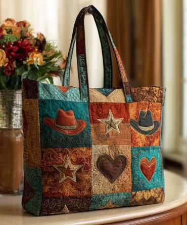 Country Heart Quilted Tote Bag